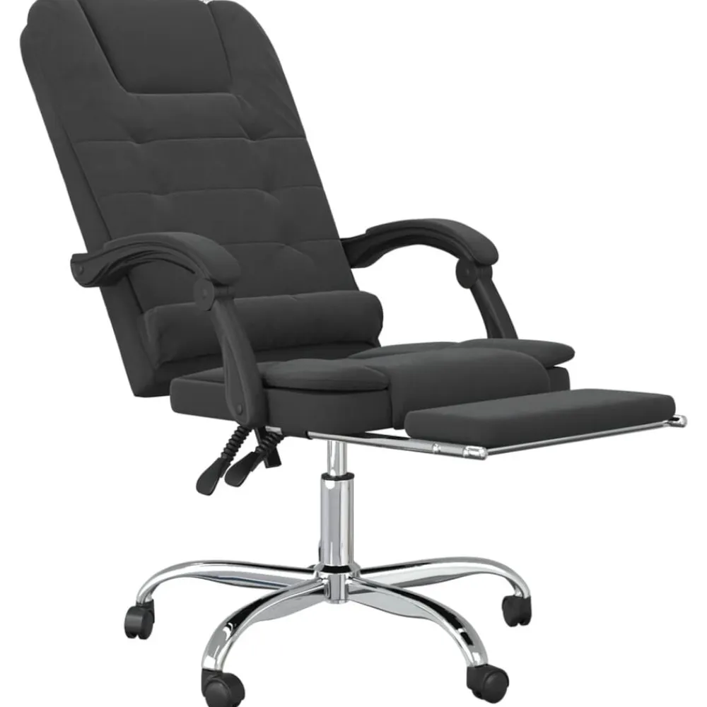 vidaXL Silla de oficina reclinable con masaje terciopelo Negro Hot