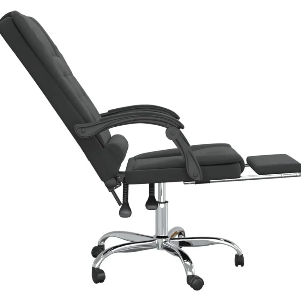 vidaXL Silla de oficina reclinable con masaje terciopelo Negro Hot