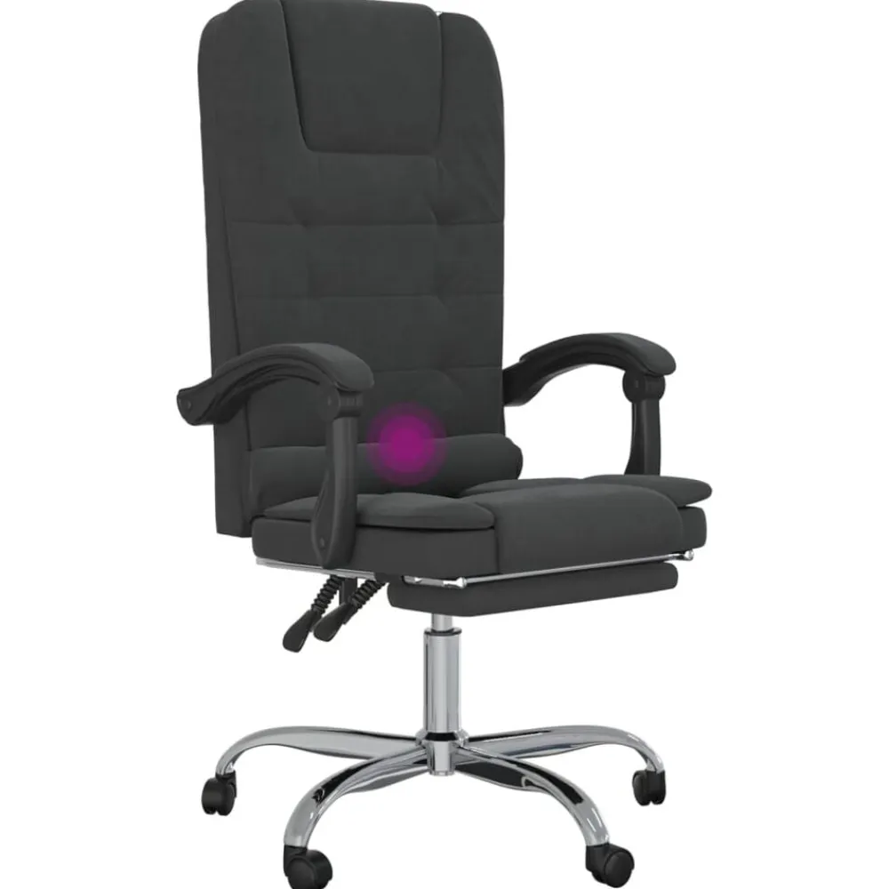 vidaXL Silla de oficina reclinable con masaje terciopelo Negro Hot