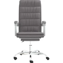 vidaXL Silla de oficina reclinable cuero sintético Gris New