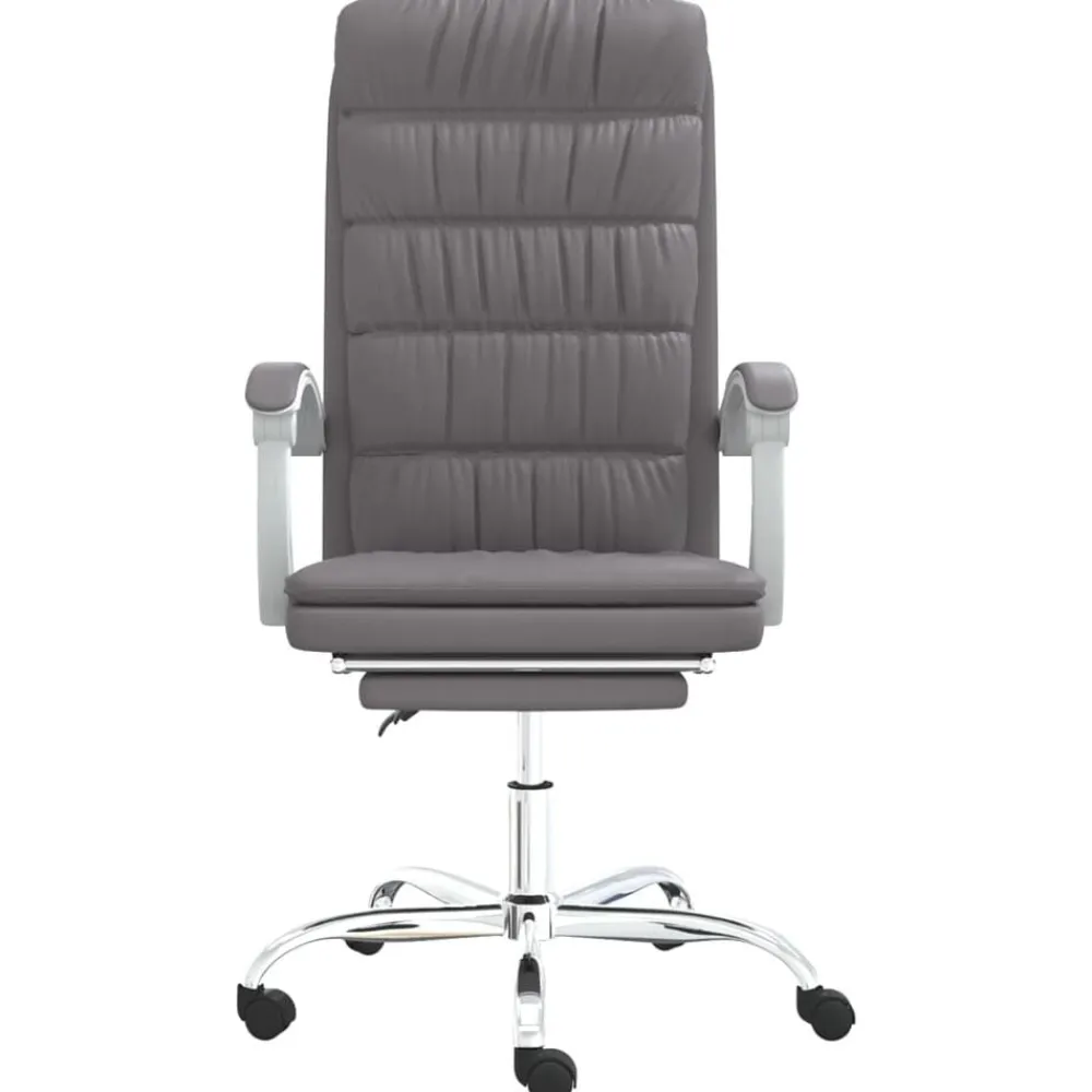 vidaXL Silla de oficina reclinable cuero sintético Gris New