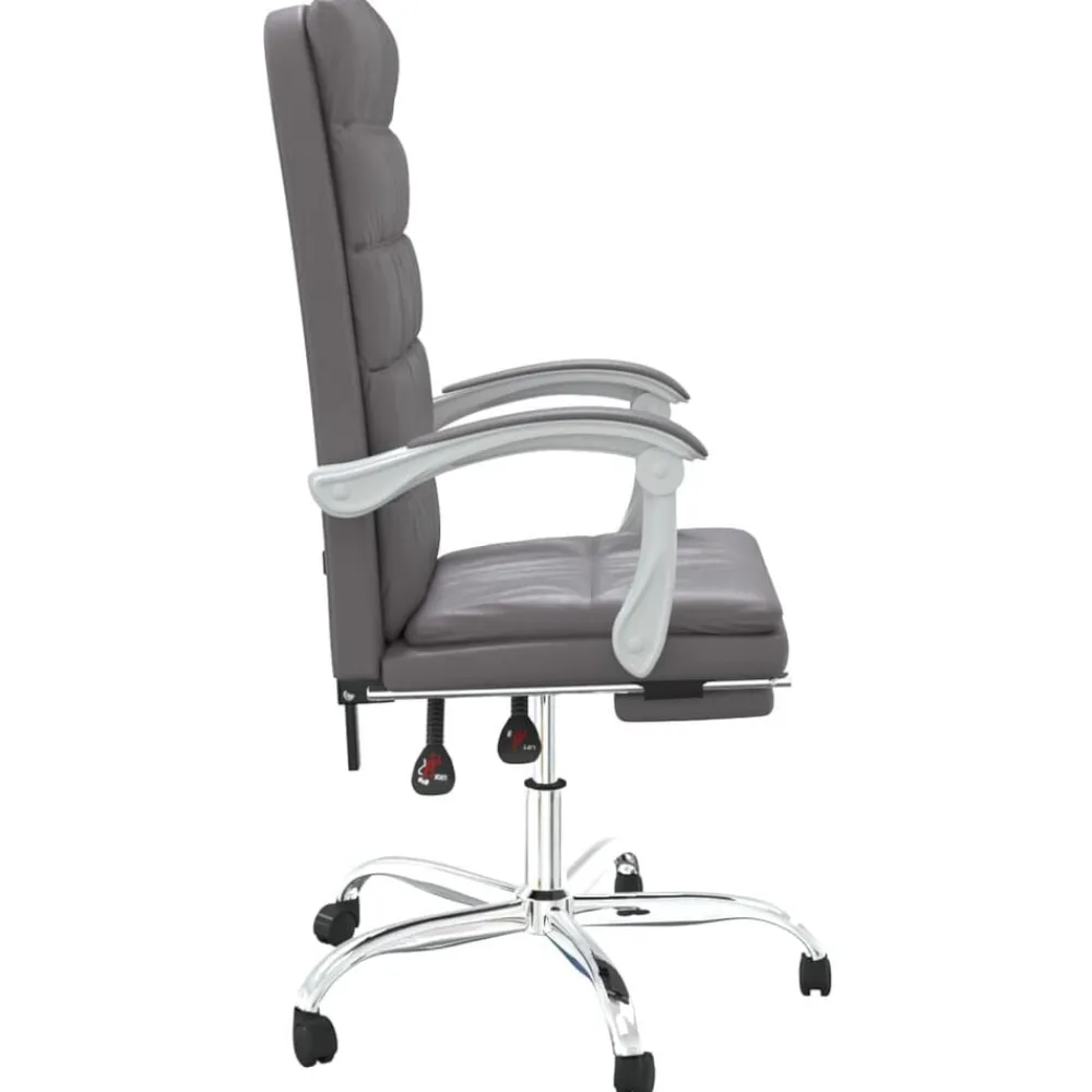 vidaXL Silla de oficina reclinable cuero sintético Gris New