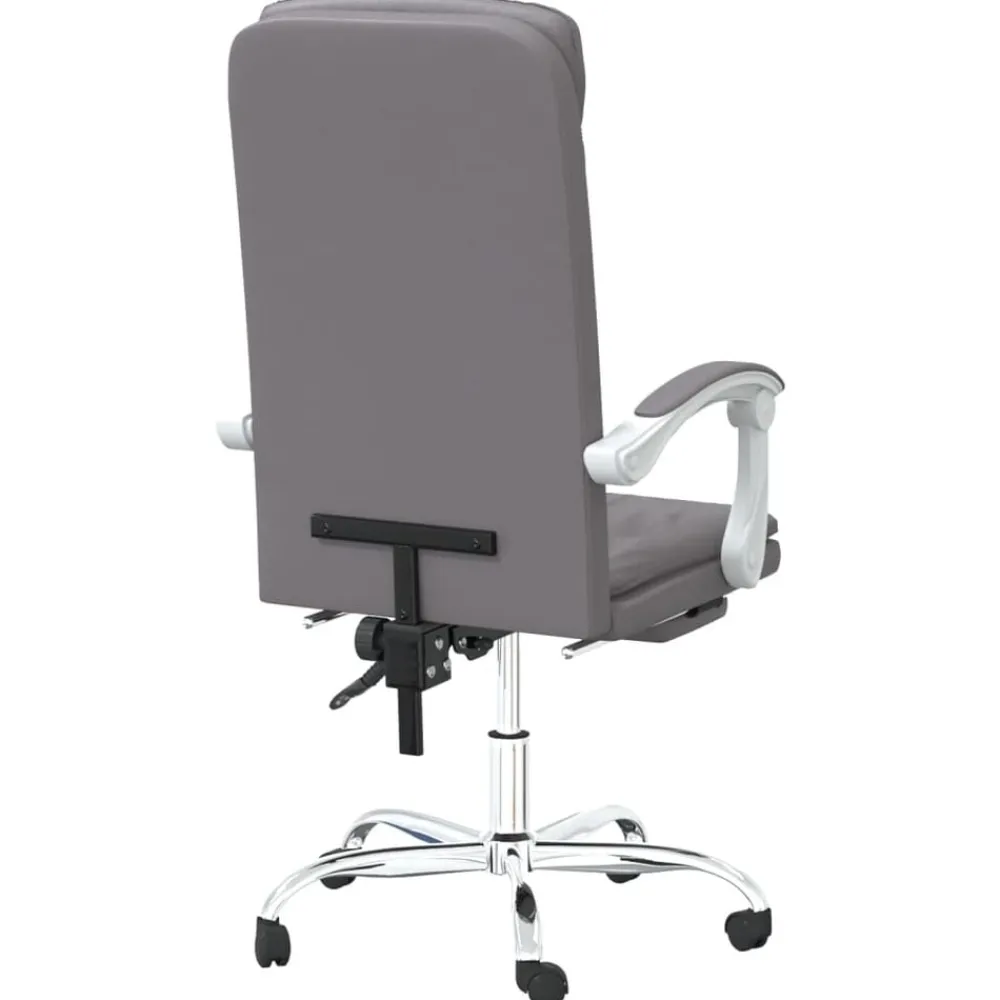 vidaXL Silla de oficina reclinable cuero sintético Gris New