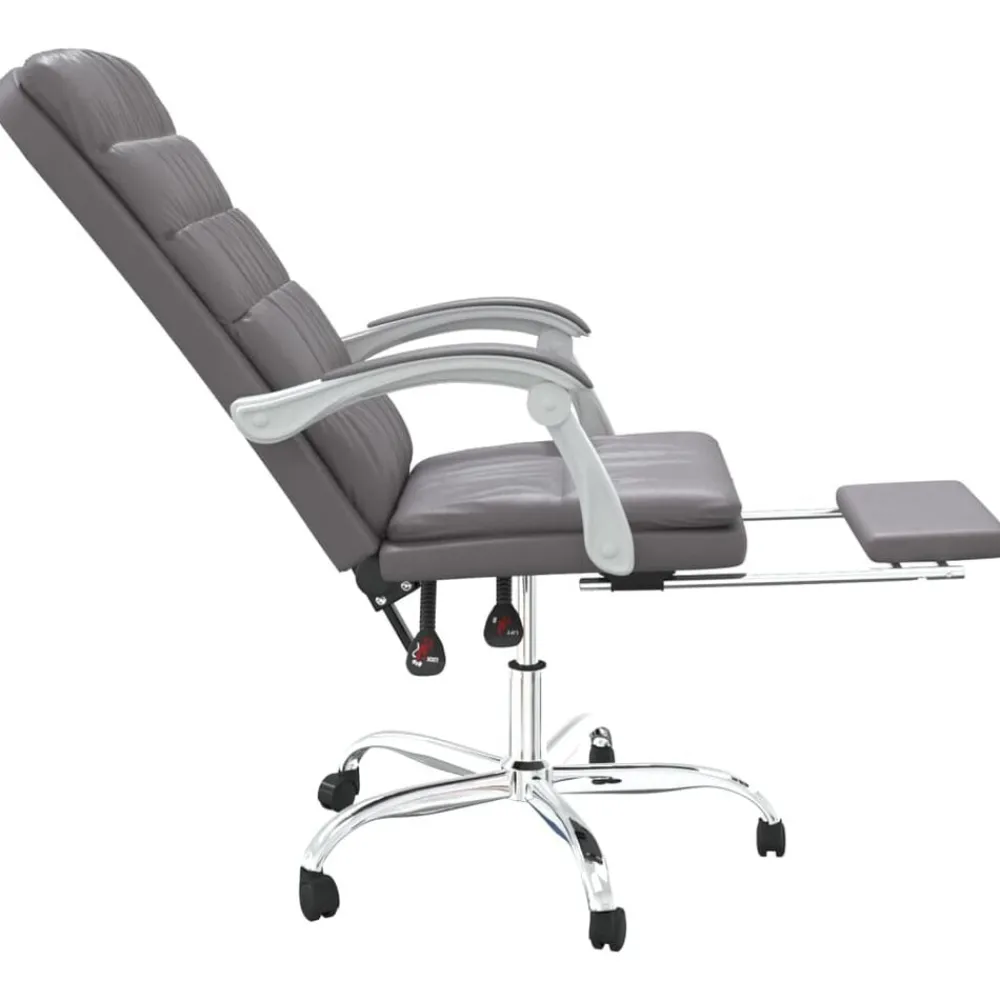 vidaXL Silla de oficina reclinable cuero sintético Gris New