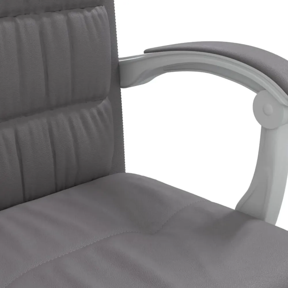 vidaXL Silla de oficina reclinable cuero sintético Gris New