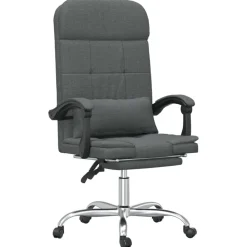 vidaXL Silla de oficina reclinable con masaje de tela Gris oscuro Sale
