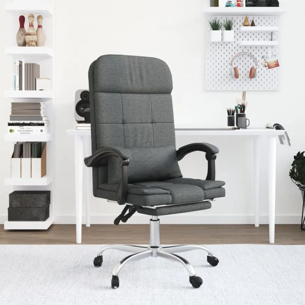 vidaXL Silla de oficina reclinable con masaje de tela Gris oscuro Sale