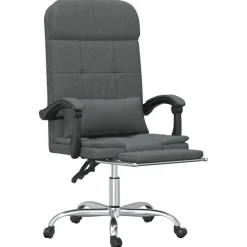 vidaXL Silla de oficina reclinable con masaje de tela Gris oscuro Sale