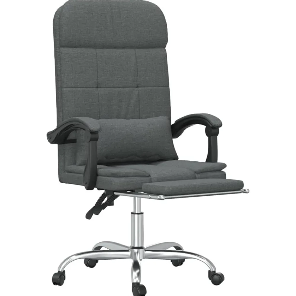 vidaXL Silla de oficina reclinable con masaje de tela Gris oscuro Sale