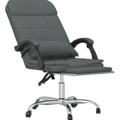 vidaXL Silla de oficina reclinable con masaje de tela Gris oscuro Sale