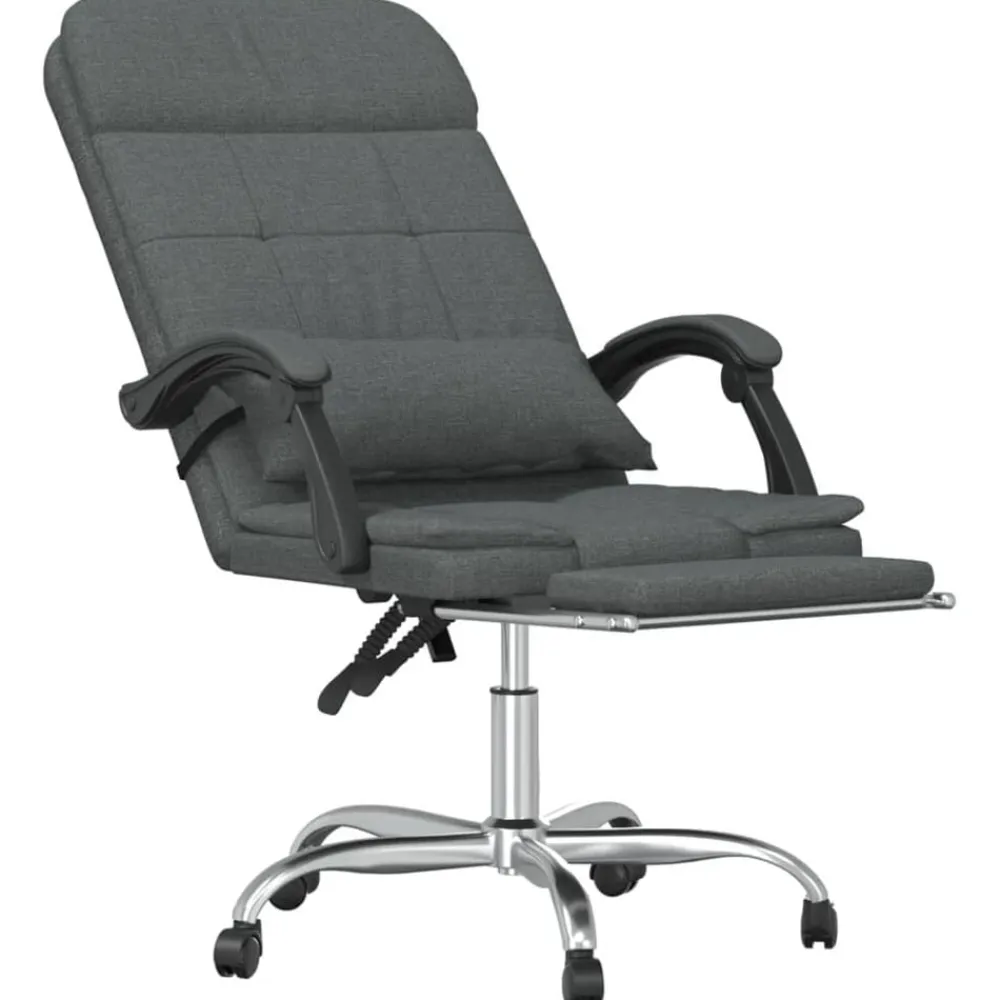 vidaXL Silla de oficina reclinable con masaje de tela Gris oscuro Sale