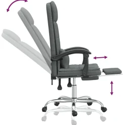 vidaXL Silla de oficina reclinable con masaje de tela Gris oscuro Sale