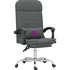 vidaXL Silla de oficina reclinable con masaje de tela Gris oscuro Sale