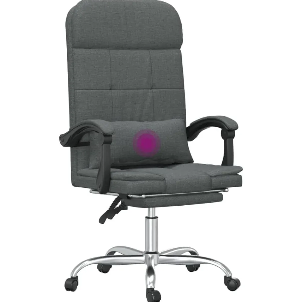 vidaXL Silla de oficina reclinable con masaje de tela Gris oscuro Sale