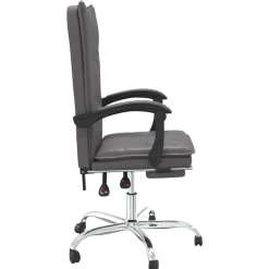 vidaXL Silla de oficina reclinable cuero sintético Gris Hot