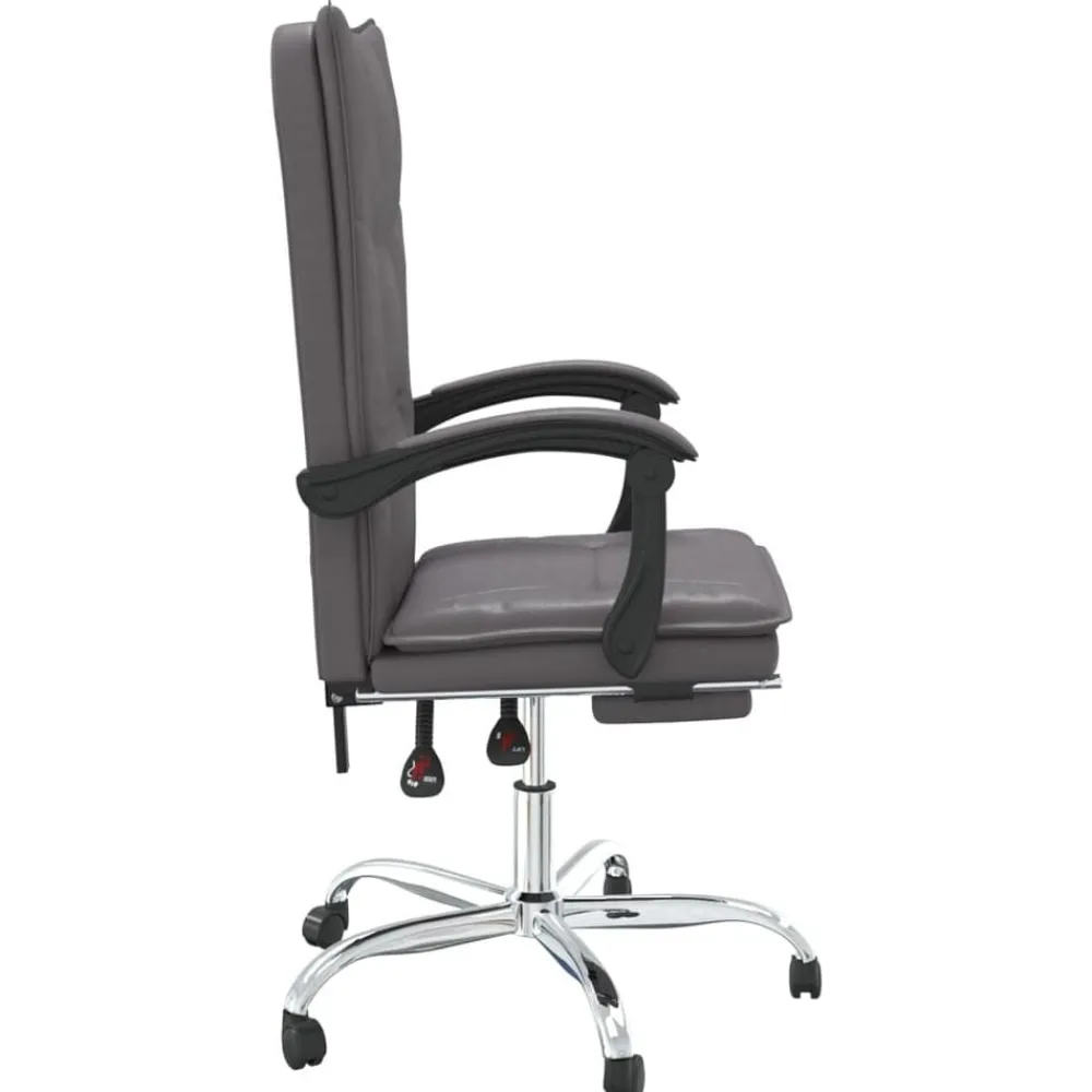 vidaXL Silla de oficina reclinable cuero sintético Gris Hot