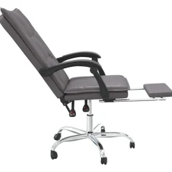 vidaXL Silla de oficina reclinable cuero sintético Gris Hot