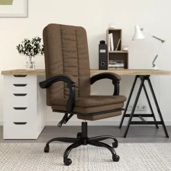 vidaXL Mobiliario De Oficina-Silla de oficina reclinable de tela marrón