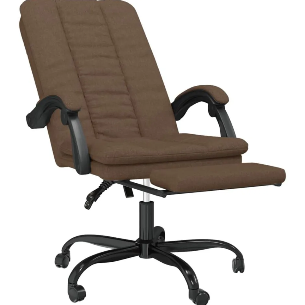 vidaXL Mobiliario De Oficina-Silla de oficina reclinable de tela marrón