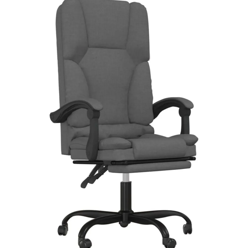 vidaXL Silla de oficina reclinable con masaje de tela Gris oscuro Clearance