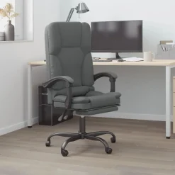 vidaXL Silla de oficina reclinable con masaje de tela Gris oscuro Clearance