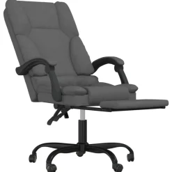 vidaXL Silla de oficina reclinable con masaje de tela Gris oscuro Clearance