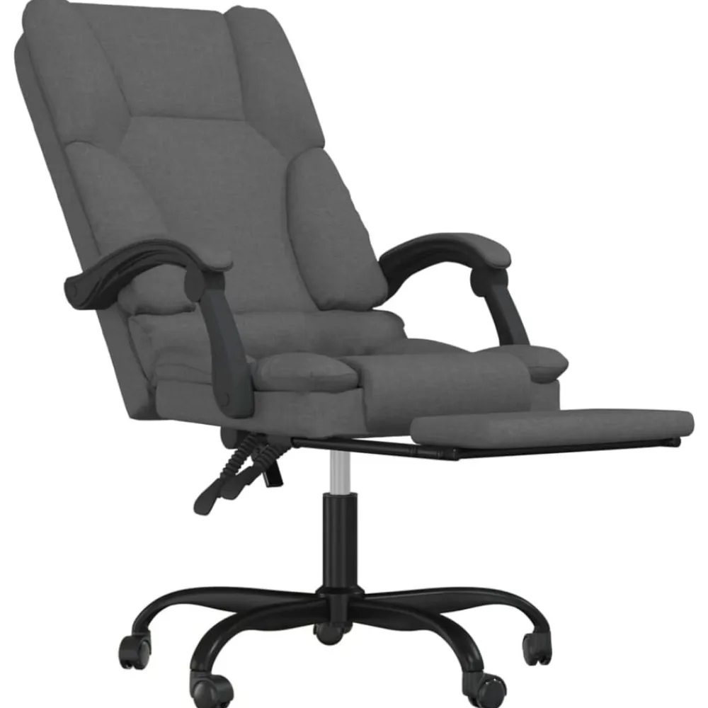 vidaXL Silla de oficina reclinable con masaje de tela Gris oscuro Clearance
