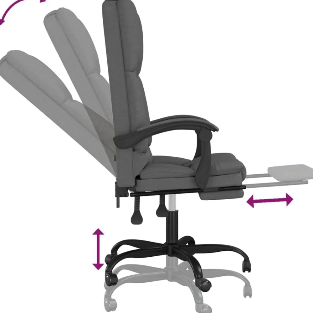 vidaXL Silla de oficina reclinable con masaje de tela Gris oscuro Clearance