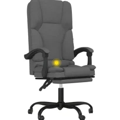 vidaXL Silla de oficina reclinable con masaje de tela Gris oscuro Clearance