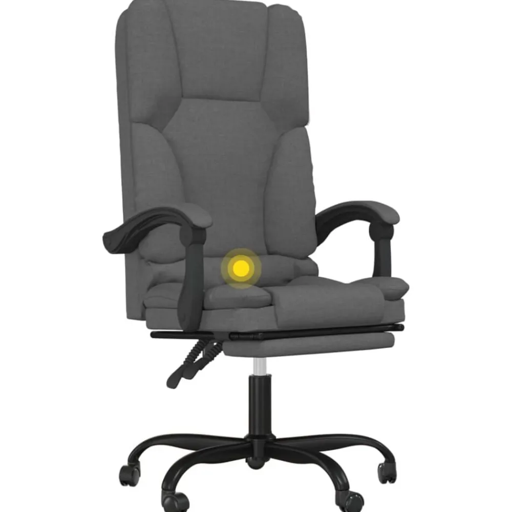 vidaXL Silla de oficina reclinable con masaje de tela Gris oscuro Clearance