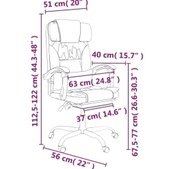 vidaXL Silla de oficina reclinable cuero sintético marrón Marr&oacute;n Hot