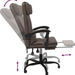 vidaXL Silla de oficina reclinable cuero sintético marrón Marr&oacute;n Hot