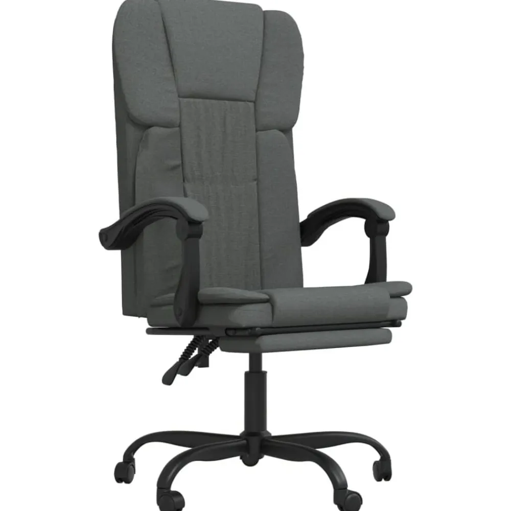 vidaXL Silla de oficina reclinable de tela Gris oscuro Discount