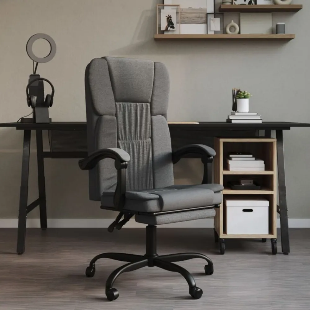 vidaXL Silla de oficina reclinable de tela Gris oscuro Discount