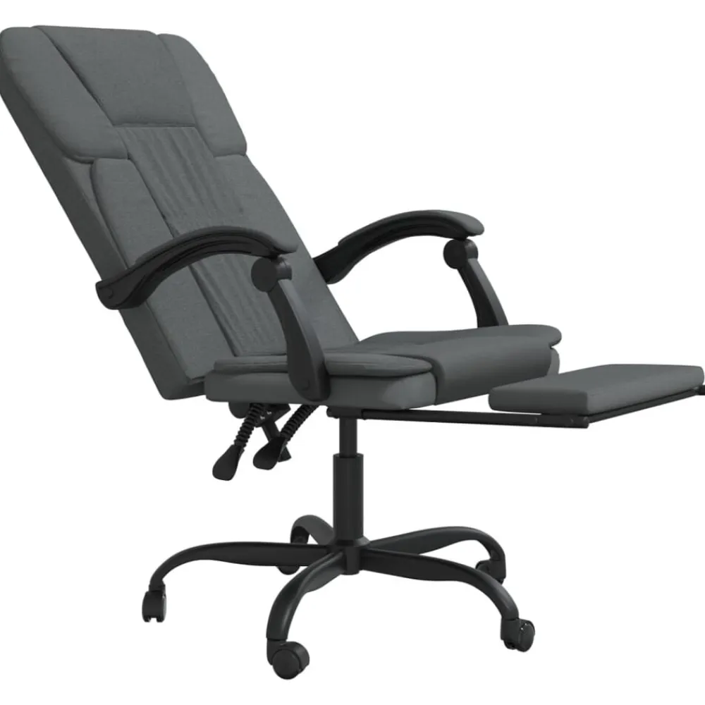 vidaXL Silla de oficina reclinable de tela Gris oscuro Discount