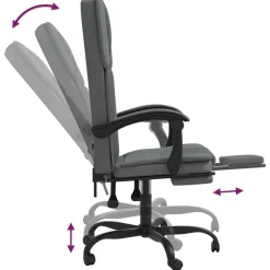 vidaXL Silla de oficina reclinable de tela Gris oscuro Discount