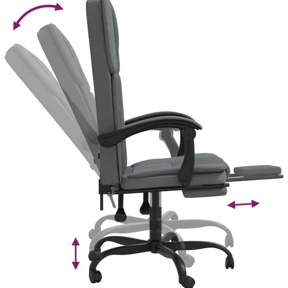 vidaXL Silla de oficina reclinable de tela Gris oscuro Discount