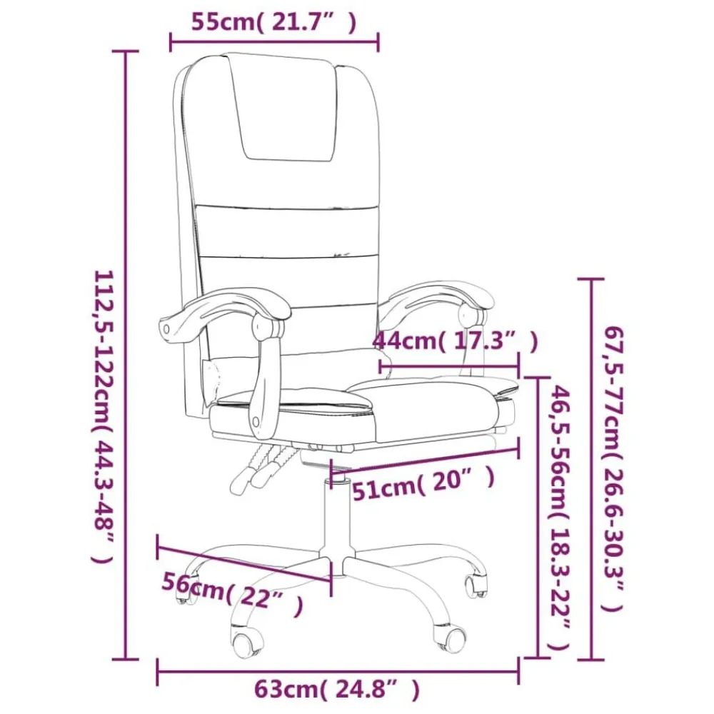 vidaXL Silla de oficina reclinable masaje cuero sintético marrón Marrón Sale