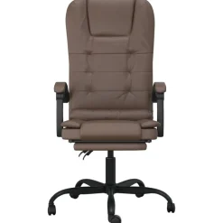 vidaXL Silla de oficina reclinable masaje cuero sintético marrón Marrón Sale