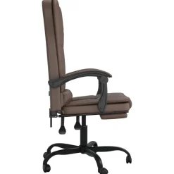 vidaXL Silla de oficina reclinable masaje cuero sintético marrón Marrón Sale
