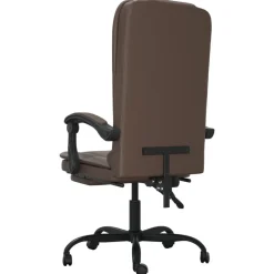 vidaXL Silla de oficina reclinable masaje cuero sintético marrón Marrón Sale
