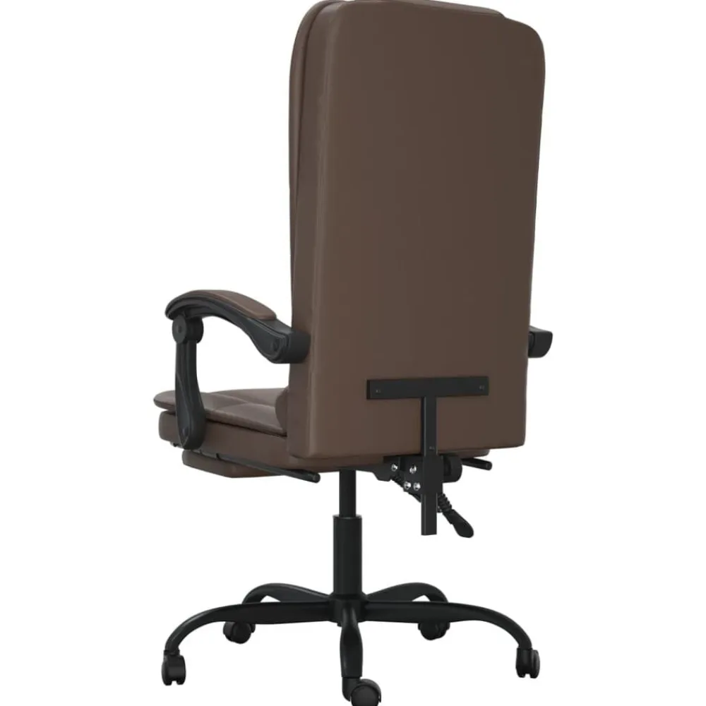 vidaXL Silla de oficina reclinable masaje cuero sintético marrón Marrón Sale