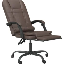 vidaXL Silla de oficina reclinable masaje cuero sintético marrón Marrón Sale