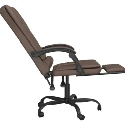 vidaXL Silla de oficina reclinable masaje cuero sintético marrón Marrón Sale