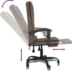 vidaXL Silla de oficina reclinable masaje cuero sintético marrón Marrón Sale