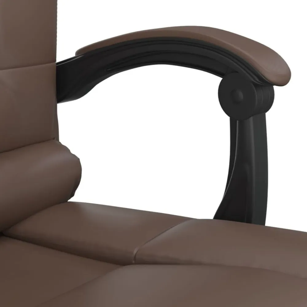 vidaXL Silla de oficina reclinable masaje cuero sintético marrón Marrón Sale