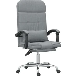 vidaXL Mobiliario De Oficina-Silla de oficina reclinable con masaje de tela