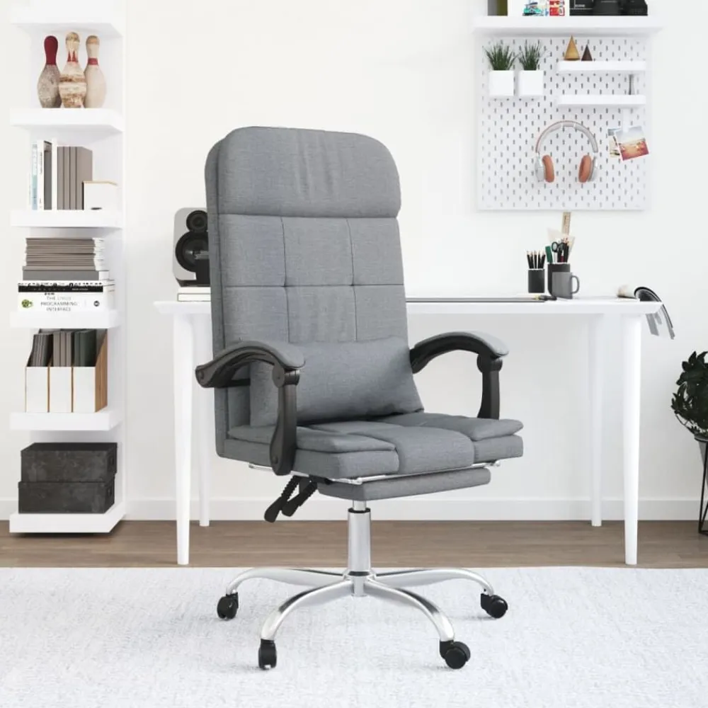 vidaXL Mobiliario De Oficina-Silla de oficina reclinable con masaje de tela