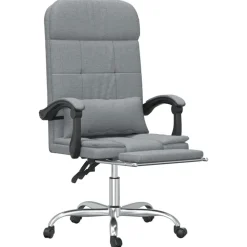 vidaXL Mobiliario De Oficina-Silla de oficina reclinable con masaje de tela