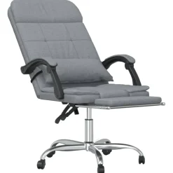 vidaXL Mobiliario De Oficina-Silla de oficina reclinable con masaje de tela